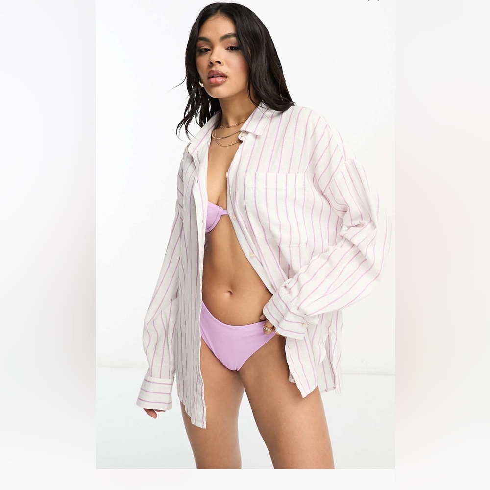 Lindex relaxed beach shirt in lilac